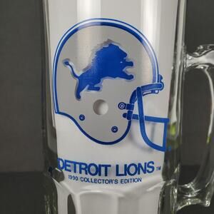 Detroit Lions Slim Jim 1990 collector's NFL Football Large Glass Mug 8"Tall
